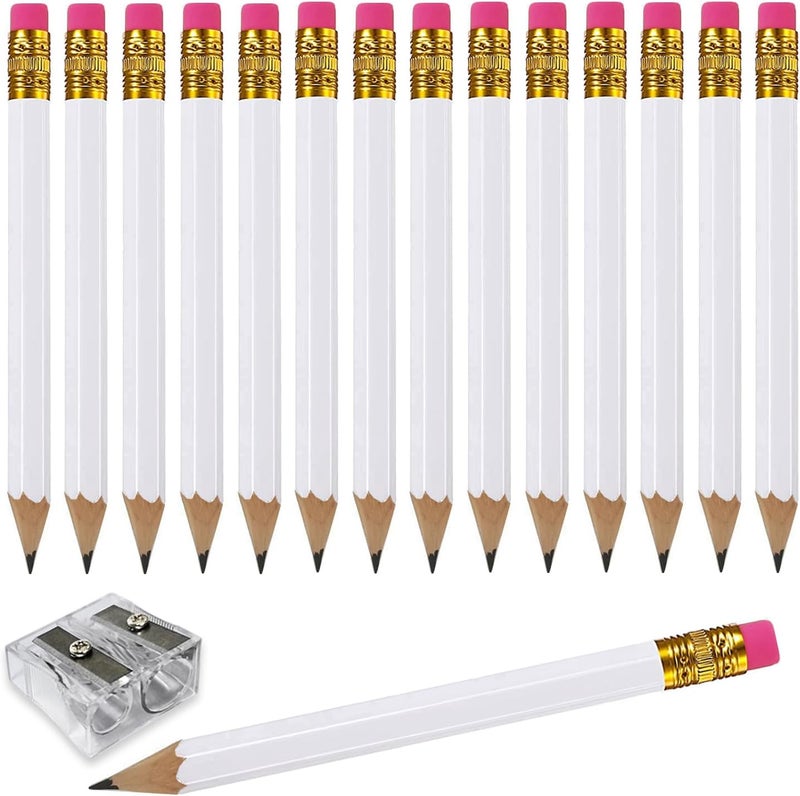 Adhere 25pcs Golf Pencils with eraser Hexagon Wooden Pencils Graphite 2B for Golf Event Scoring,Classroom,Wedding,Company Meetings,Pew, Pocket (white) - Image 1